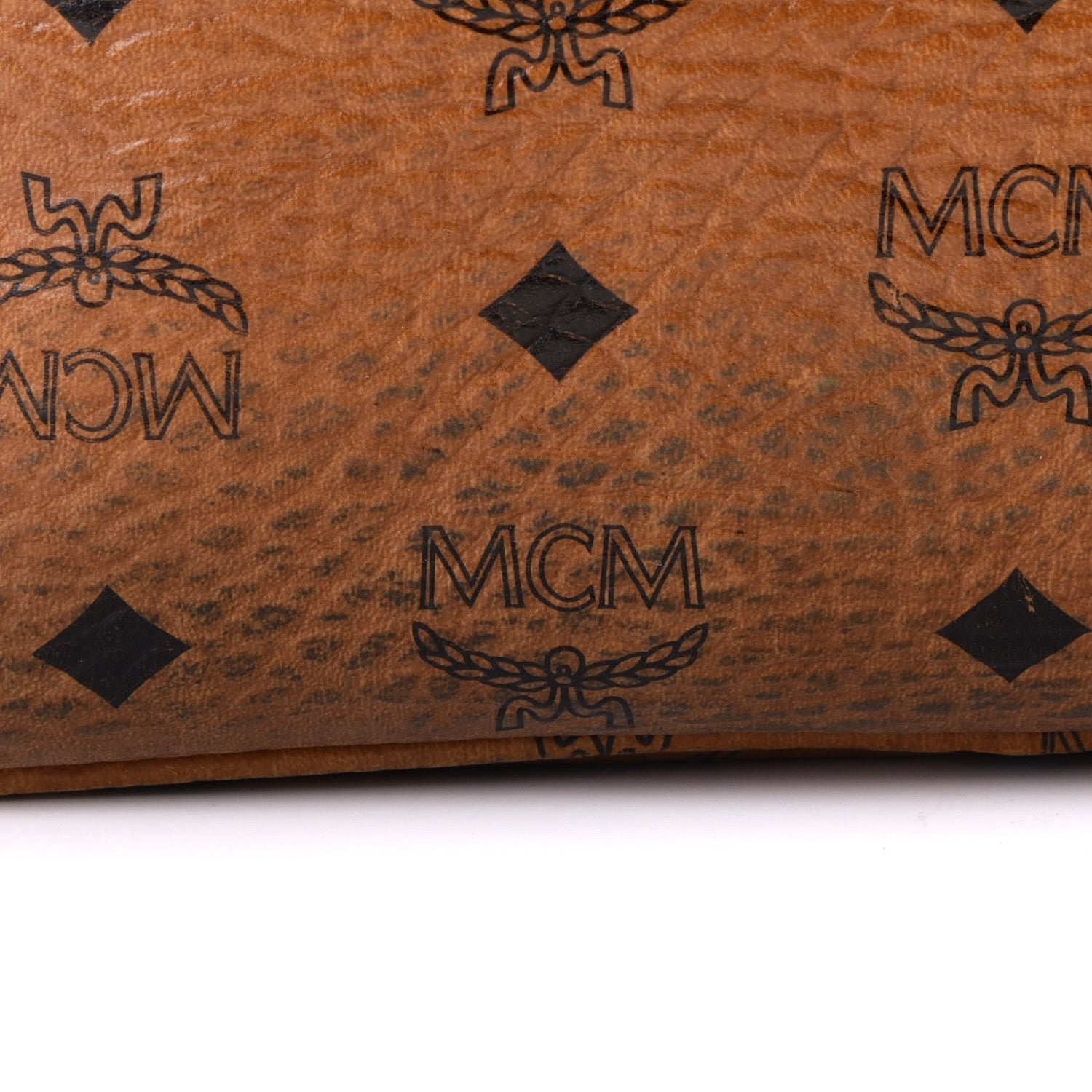 MCM Visetos Dog Bone Striped Shopper Tote Cognac 11 of 12