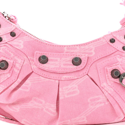 Balenciaga Denim BB Monogram Le Cagole Shoulder Bag XS Pink 9 of 11