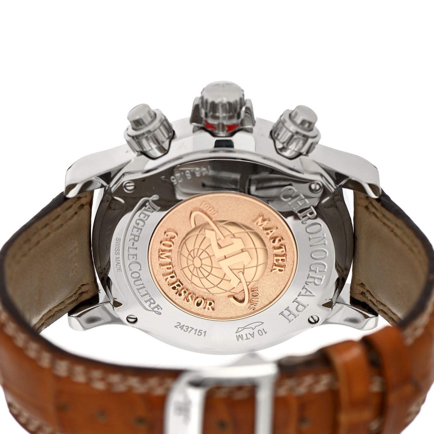 Stainless Steel Alligator 41.5mm Master Compressor Chronograph Automatic Watch Black 146.8.25