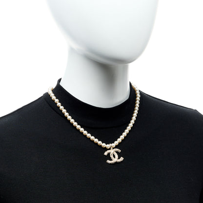 Chanel Pearl Crystal Baguette CC Short Necklace Gold 2 of 5