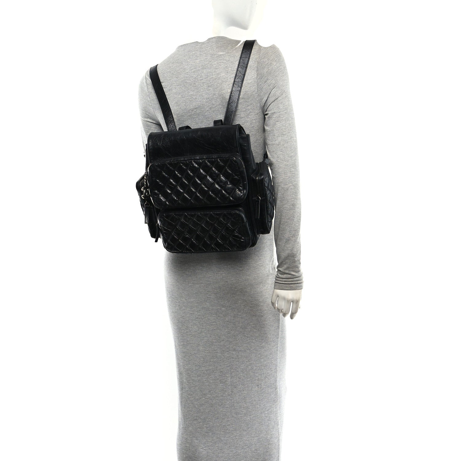 Chanel Grained Calfskin Quilted Large Casual Rock Backpack Black 2 of 10