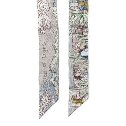 Hermes Silk City Of Light Twilly Bleu Glacier Kaki Beige 2 of 3