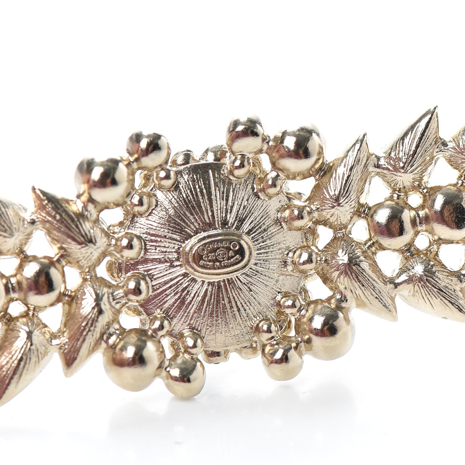 Chanel Pearl Crystal CC Barrette Gold Black 3 of 3