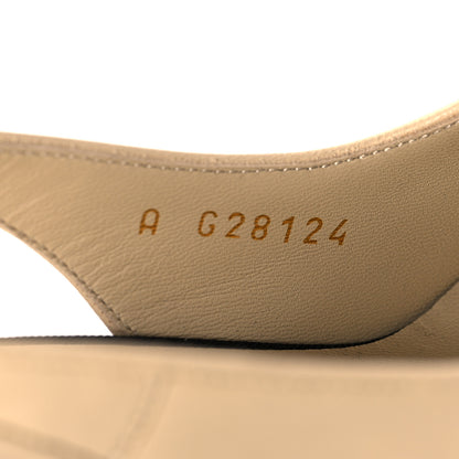 Chanel Lambskin Grosgrain Cap Toe CC Slingback Pumps 38 Beige Black 9 of 12