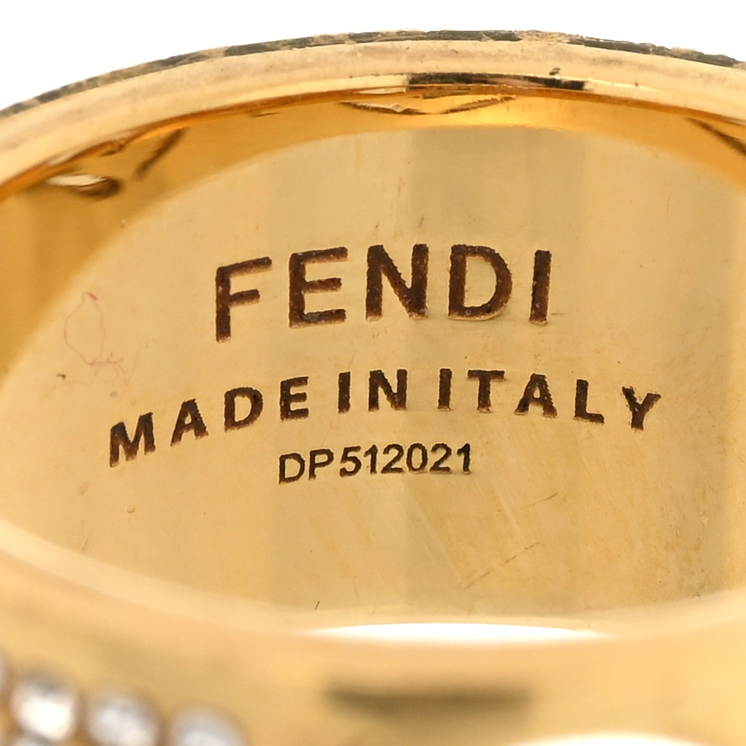 Fendi Crystal FF Ring 58 8.25 Gold 4 of 5