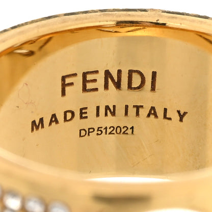 Fendi Crystal FF Ring 58 8.25 Gold 4 of 5