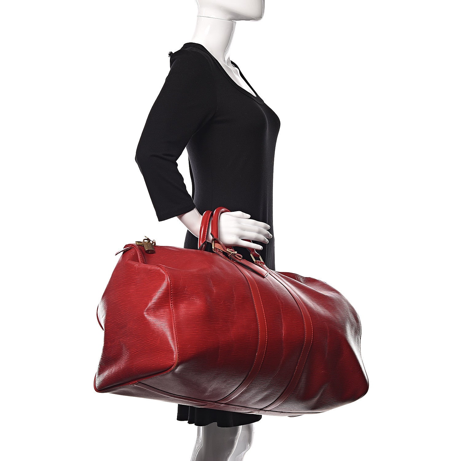 Louis Vuitton Epi Keepall 55 Castillan Red 2 of 32