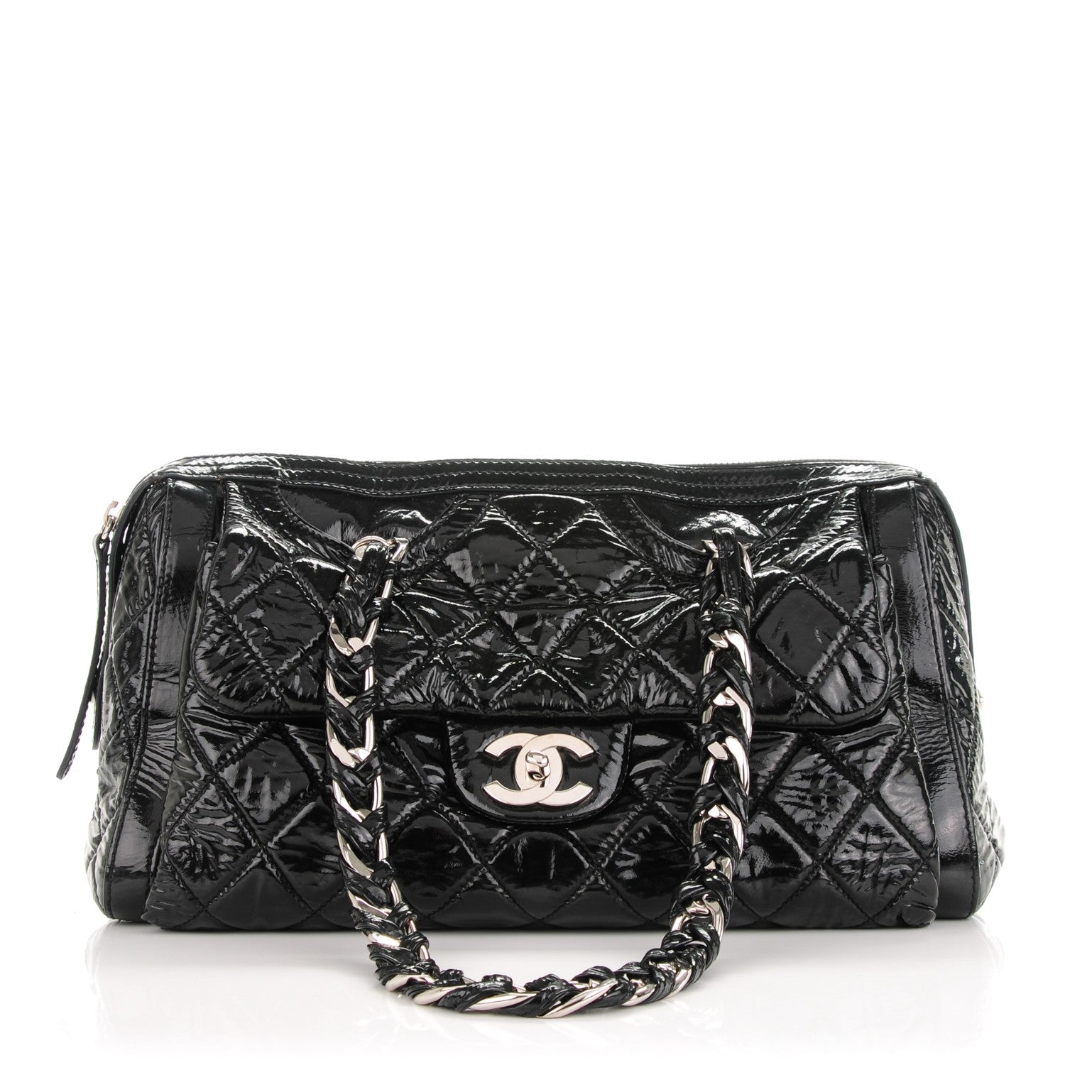 Chanel Patent Quilted Day Glo Flap Bag Black 1 of 10