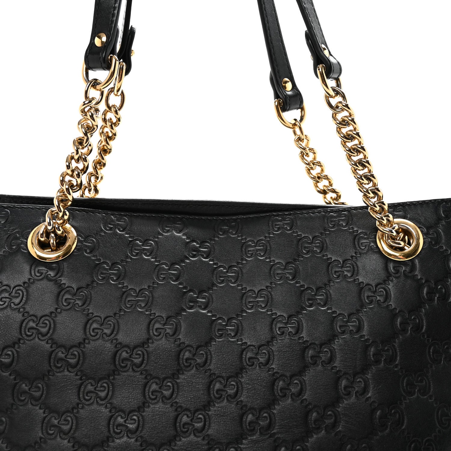 Gucci Guccissima Signature Medium Shoulder Tote Bag Black 7 of 9