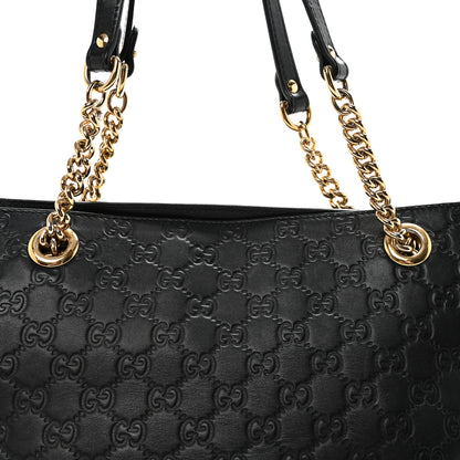 Gucci Guccissima Signature Medium Shoulder Tote Bag Black 7 of 9