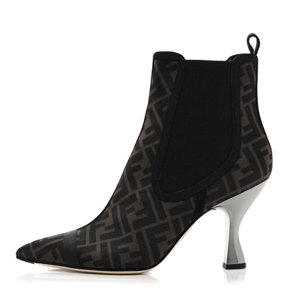 Fendi Mesh Tulle FF Colibri 85mm Ankle Booties 41 Tobacco Moro Black 1 of 8