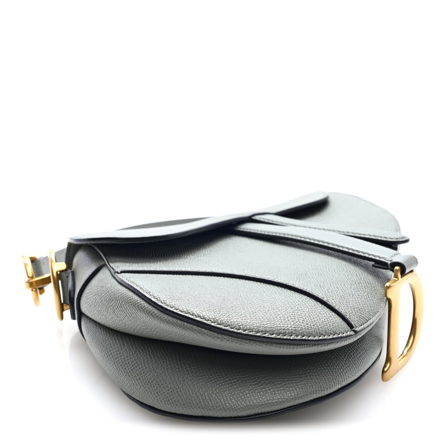 Grained Calfskin Saddle Bag Grey