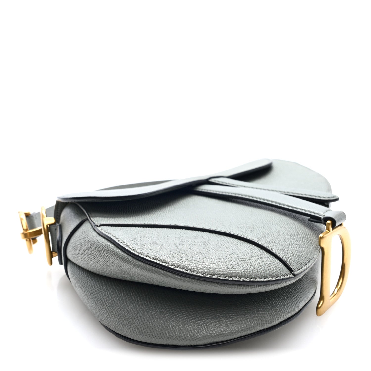 Christian Dior Grained Calfskin Saddle Bag Grey 3 of 9