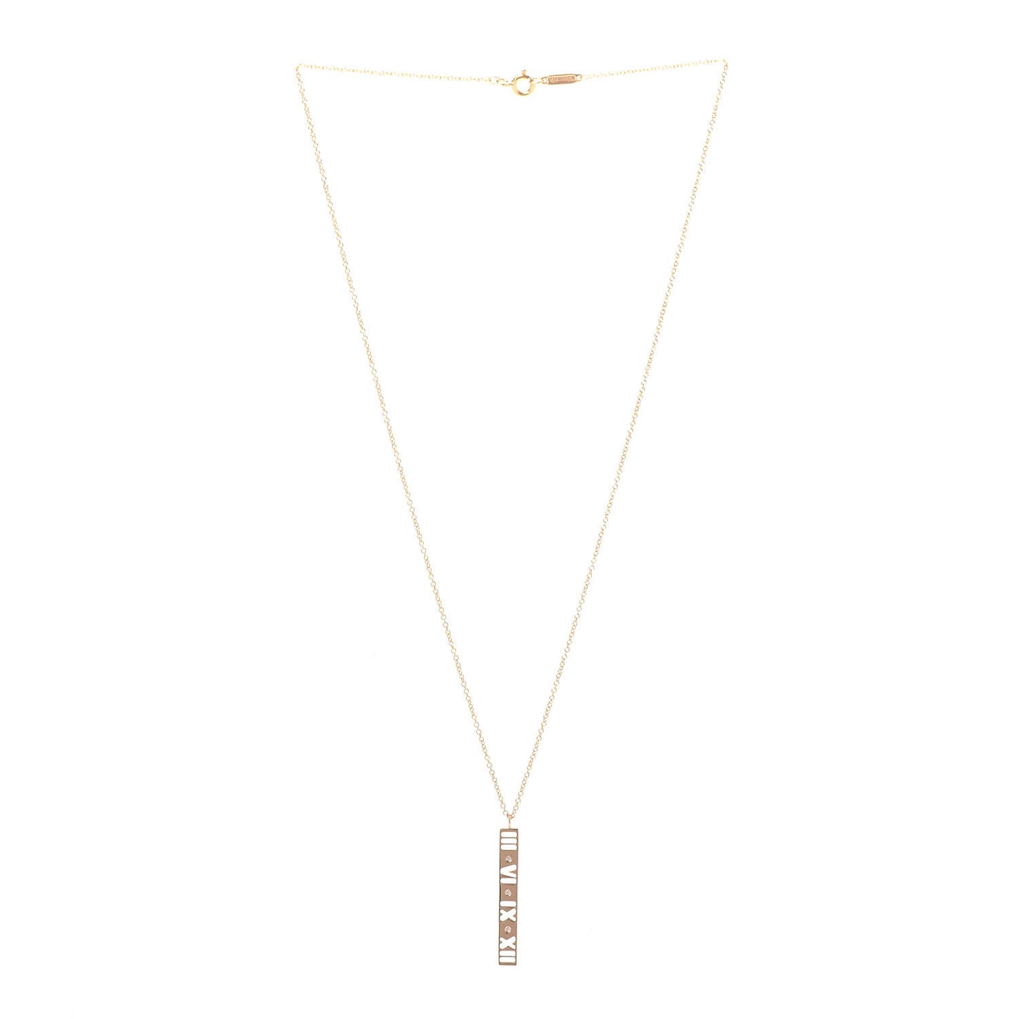 18K Rose Gold Diamond Atlas Bar Pendant Necklace
