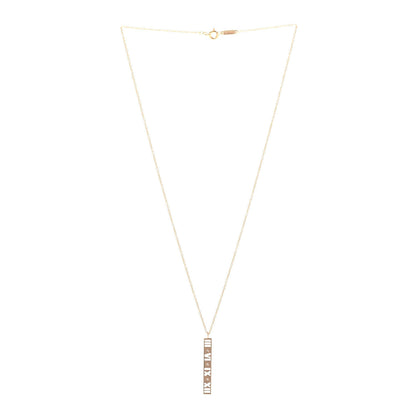 Tiffany 18K Rose Gold Diamond Atlas Bar Pendant Necklace 3 of 6