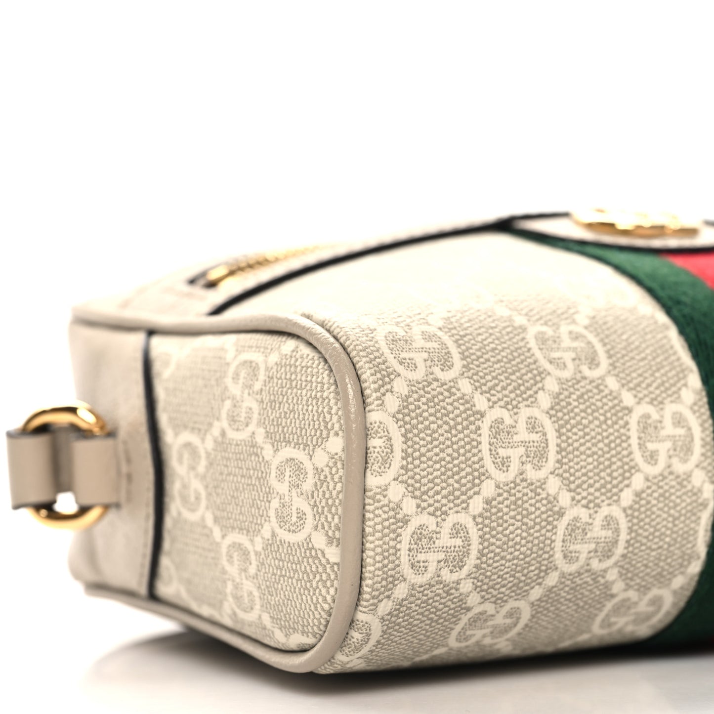 GG Supreme Monogram Textured Dollar Calfskin Mini Ophidia Shoulder Bag Beige Mystic White Oatmeal
