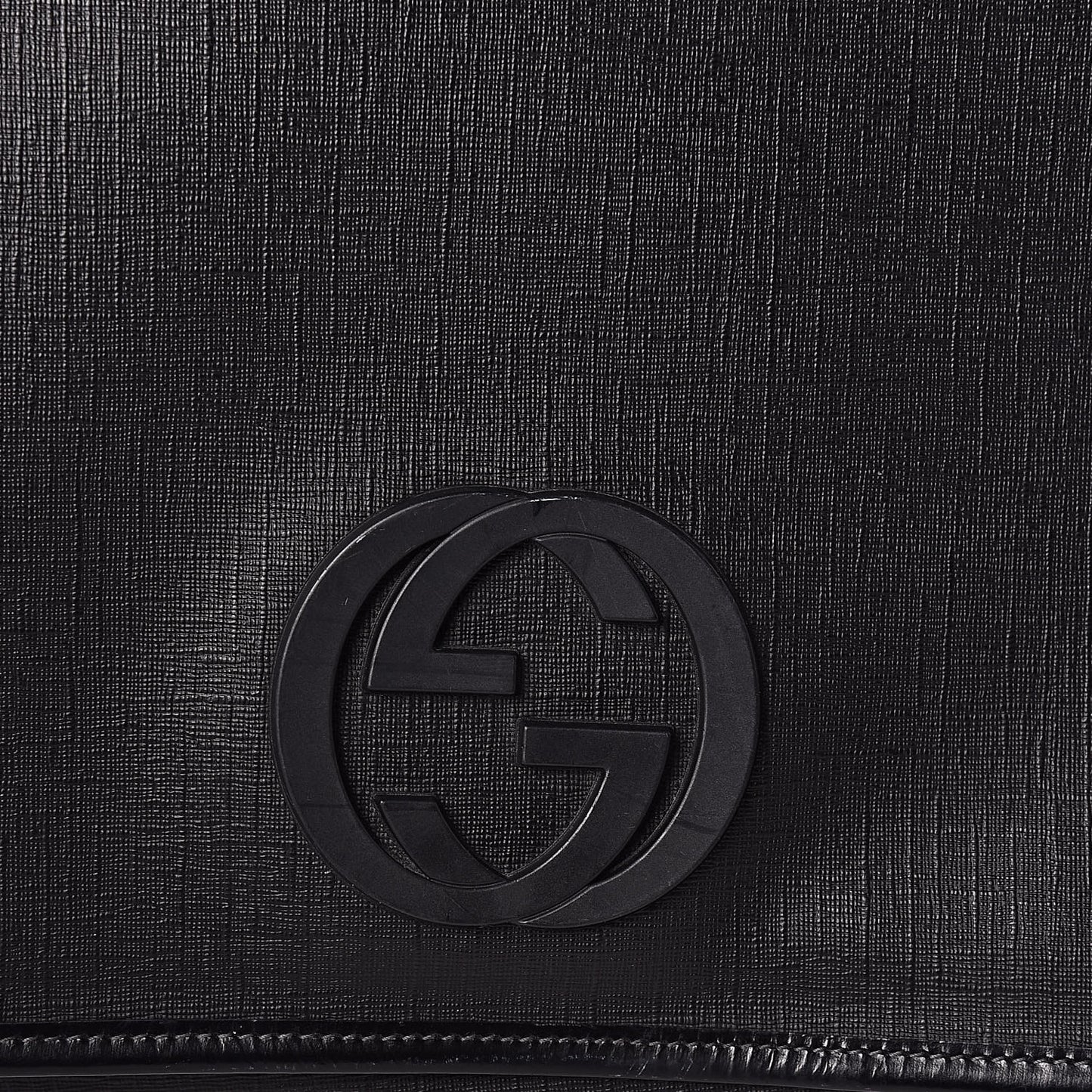 Coated Canvas Interlocking G Large Flap Messenger Bag Black