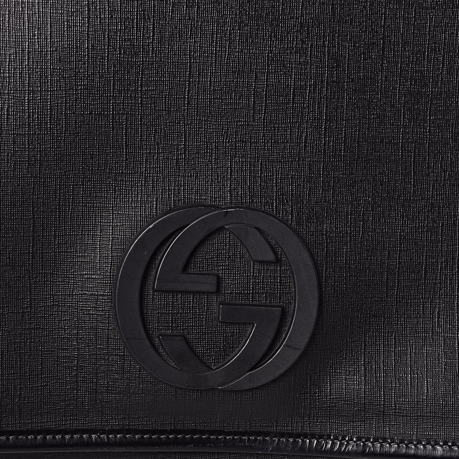 Gucci Coated Canvas Interlocking G Large Flap Messenger Bag Black 8 of 13