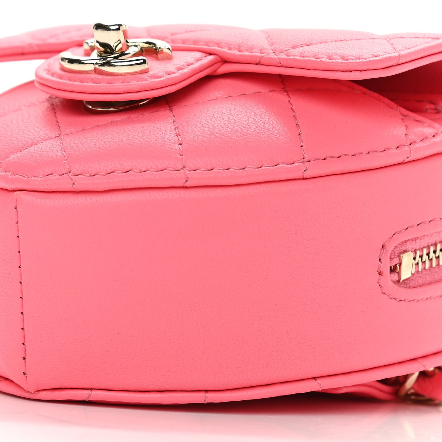 Lambskin Quilted CC In Love Heart Waist Belt Bag With Chain Pink