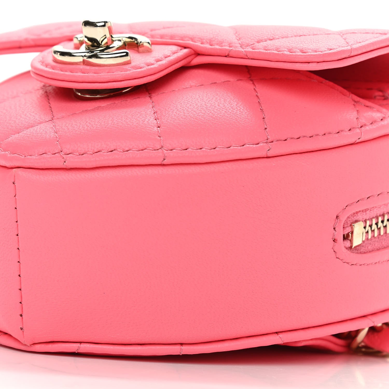 Chanel Lambskin Quilted CC In Love Heart Waist Belt Bag With Chain Pink 10 of 10