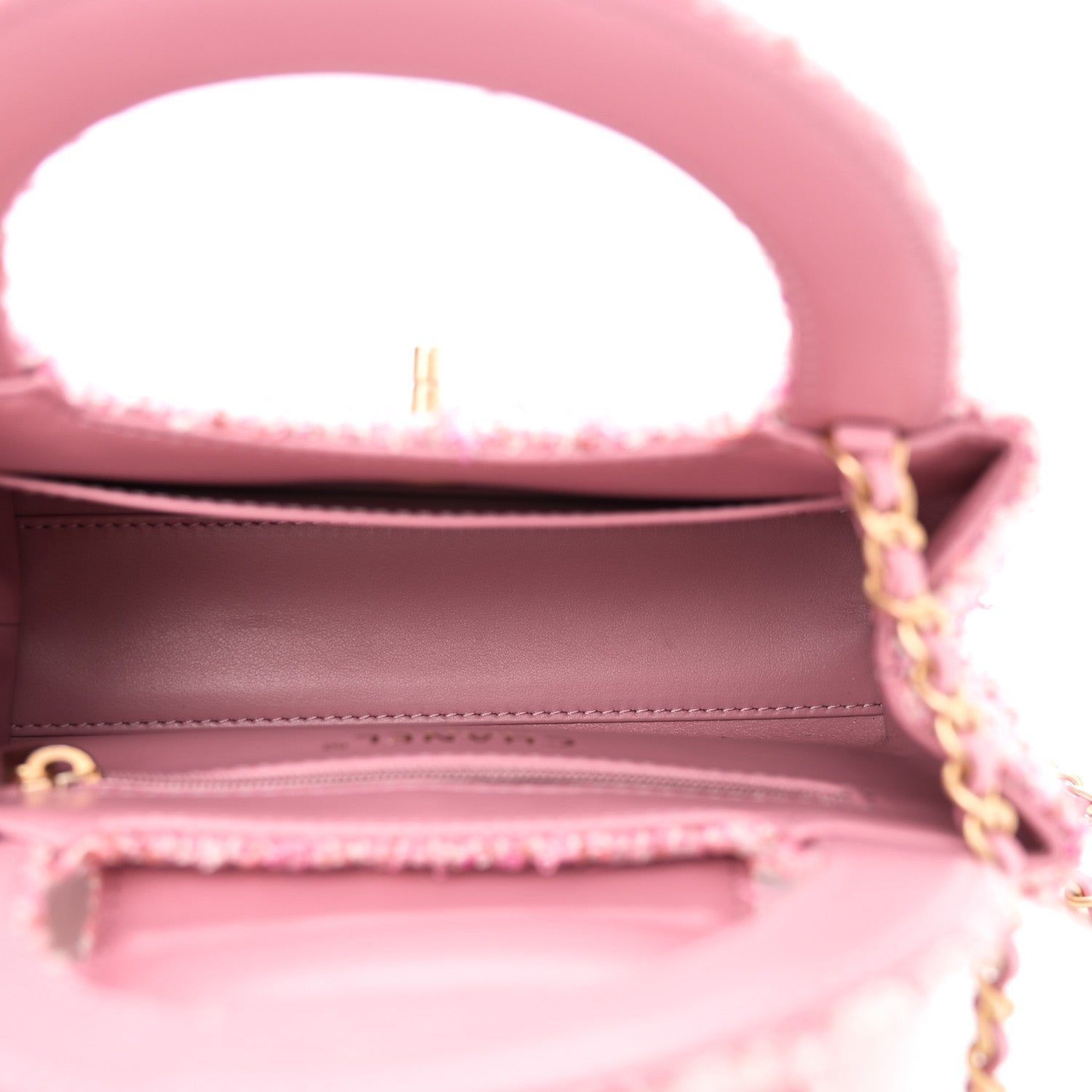 Chanel Tweed Quilted Nano Kelly Shopper Pink 5 of 11