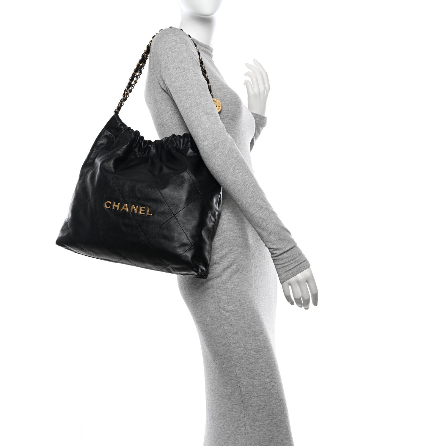 Chanel Shiny Calfskin Quilted Chanel 22 Black 2 of 11