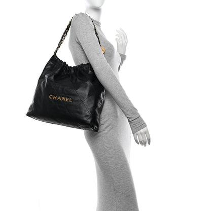 Chanel Shiny Calfskin Quilted Chanel 22 Black 2 of 11