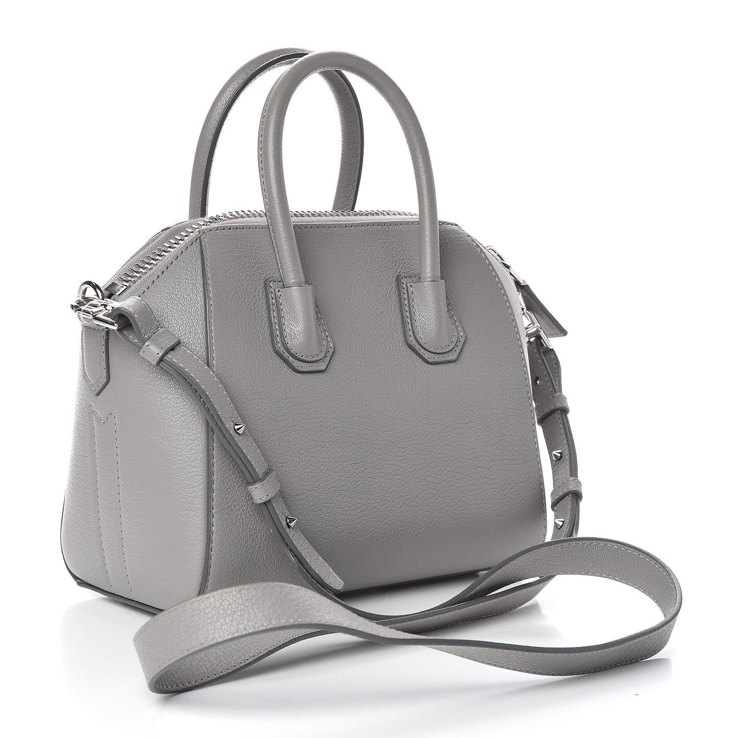 Sugar Goatskin Mini Antigona Pearl Grey