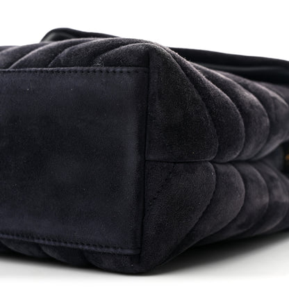 Saint Laurent Suede Calfskin Y Quilted Monogram Small Loulou Chain Satchel Deep Marine 10 of 10
