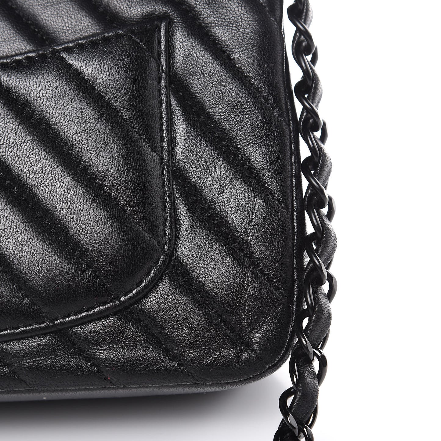 Lambskin Chevron Quilted Mini Rectangular Flap So Black