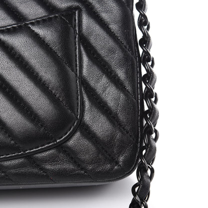 Chanel Lambskin Chevron Quilted Mini Rectangular Flap So Black 15 of 22