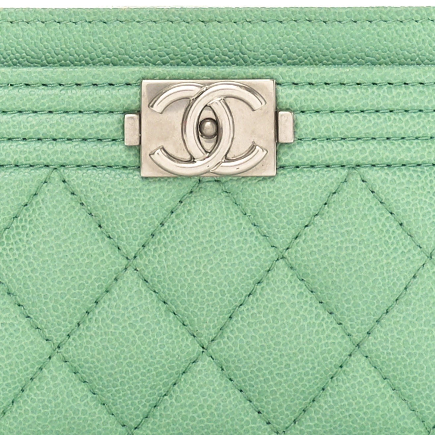 Caviar Quilted Boy Card Holder Light Green
