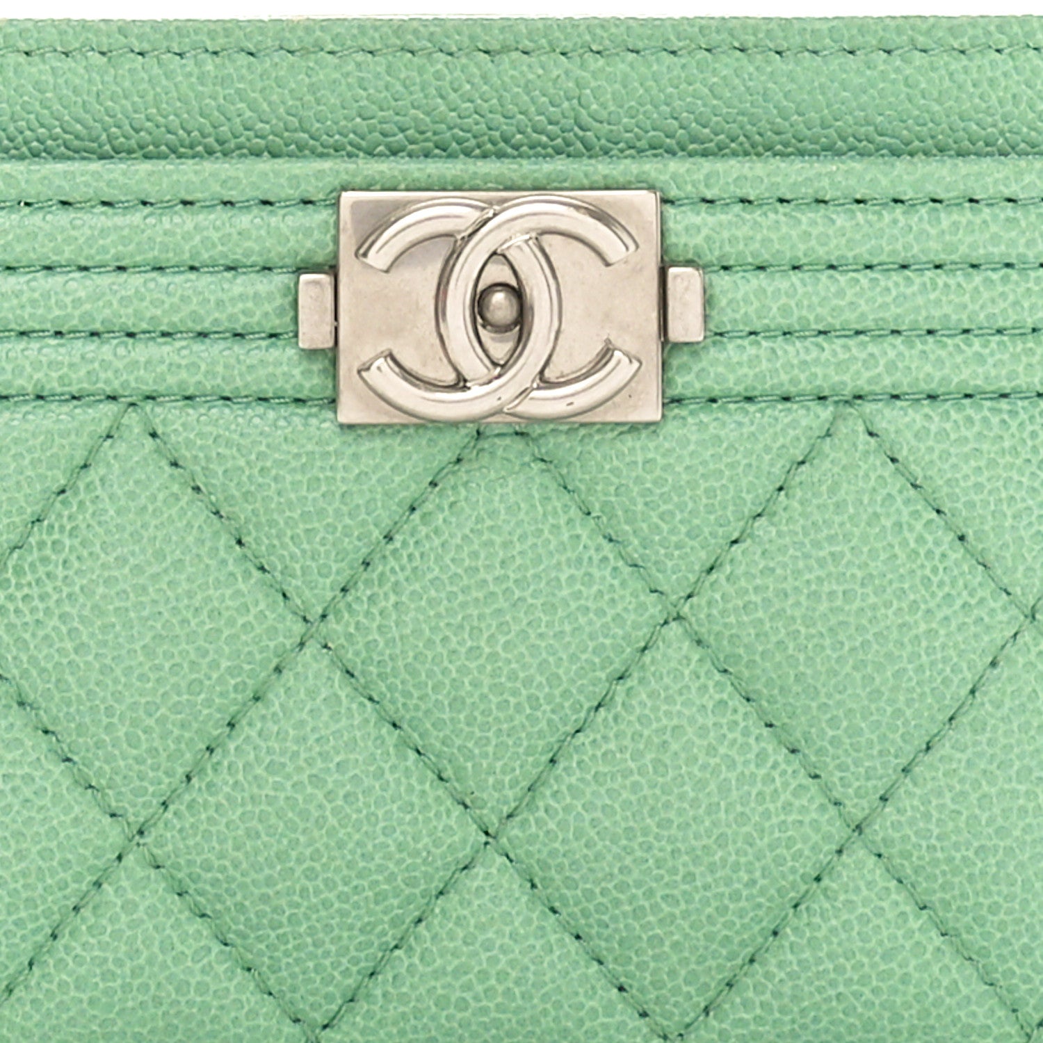 Chanel Caviar Quilted Boy Card Holder Light Green 9 of 10