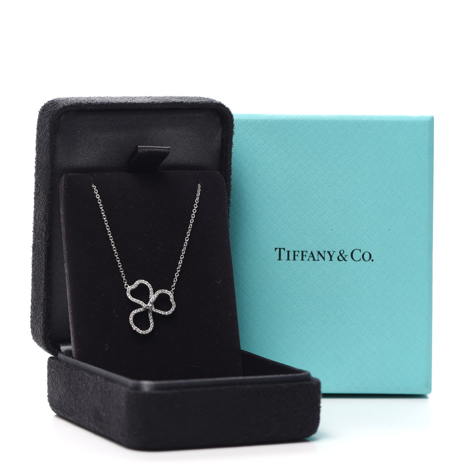 Tiffany Platinum Diamond Small Paper Flowers Pendant Necklace 6 of 6