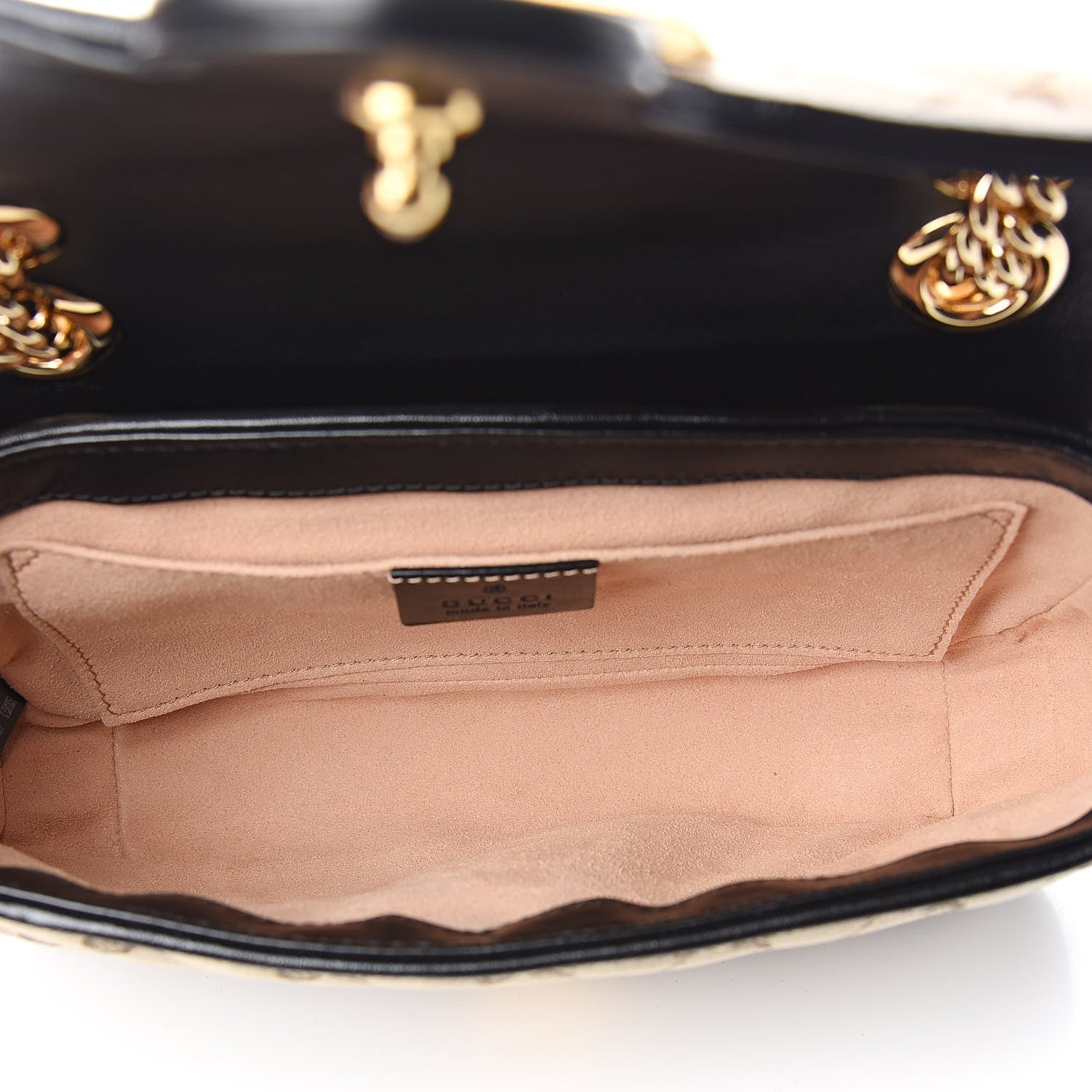 Gucci Monogram Matelasse Diagonal Mini GG Marmont Shoulder Bag Beige Black 5 of 10