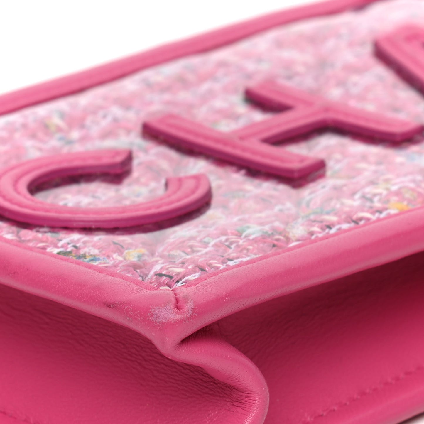 Tweed PVC Lambskin Clutch With Chain Pink