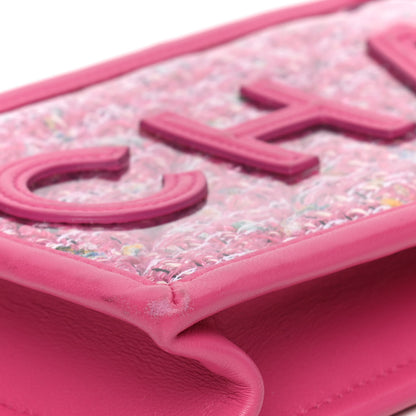 Chanel Tweed PVC Lambskin Clutch With Chain Pink 5 of 6
