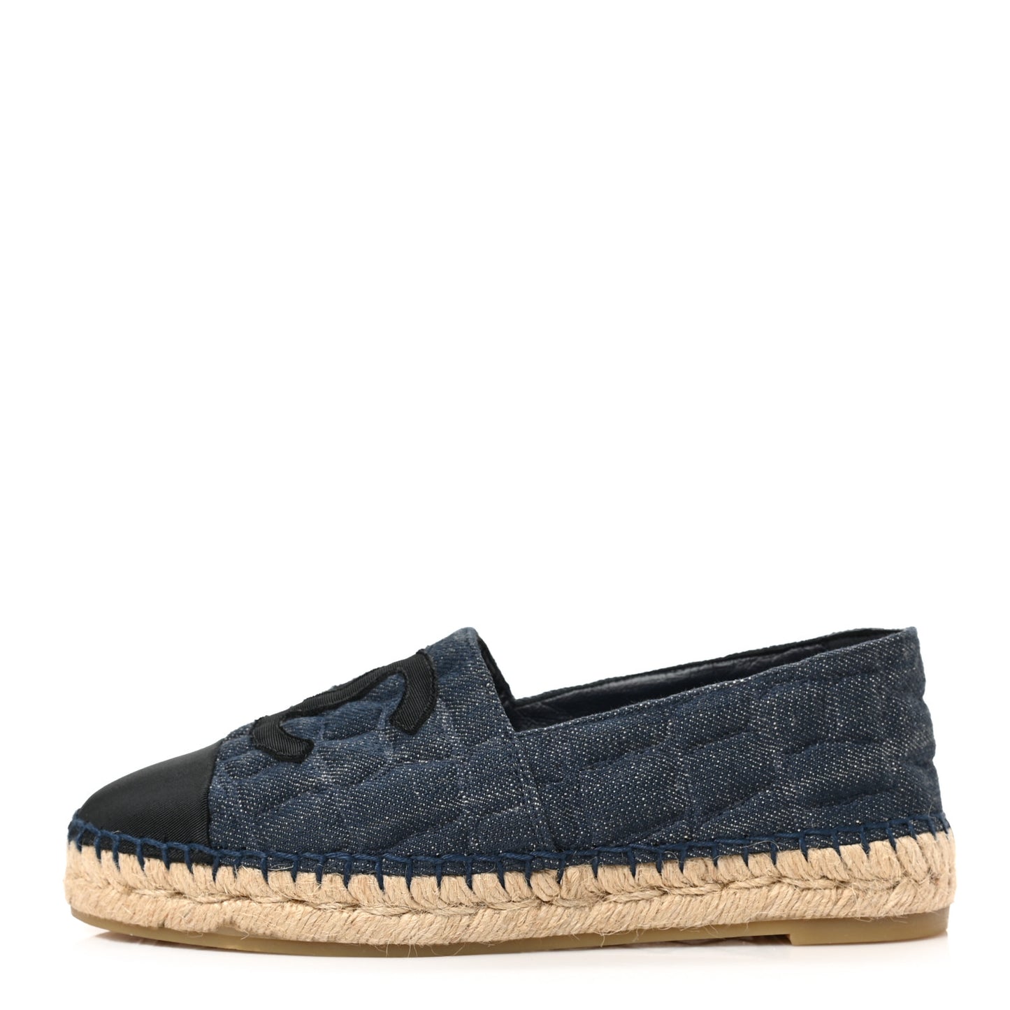 Fabric Grosgrain Embossed CC Espadrilles 36 Dark Blue Black