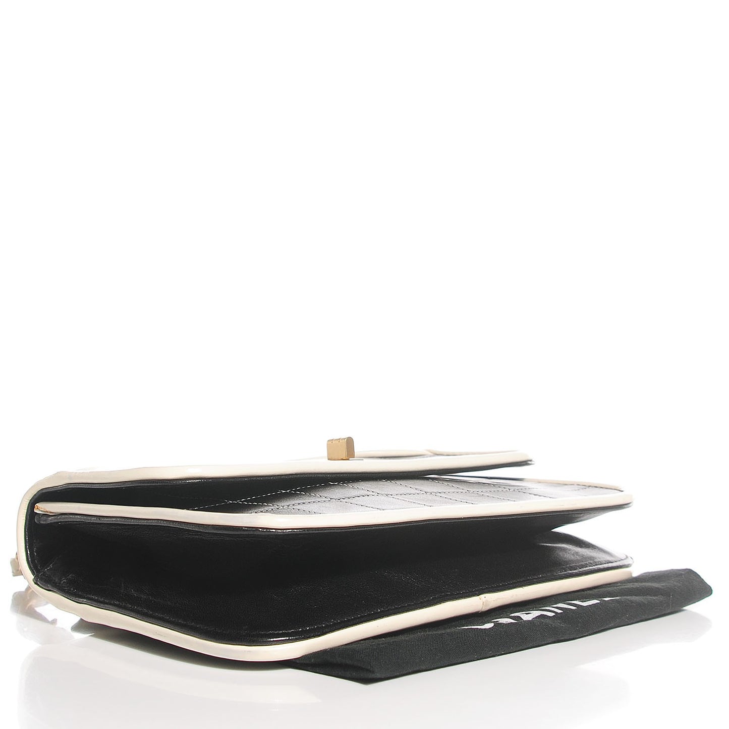 Lambskin Contrast Stitched Small Mademoiselle Flap Black White