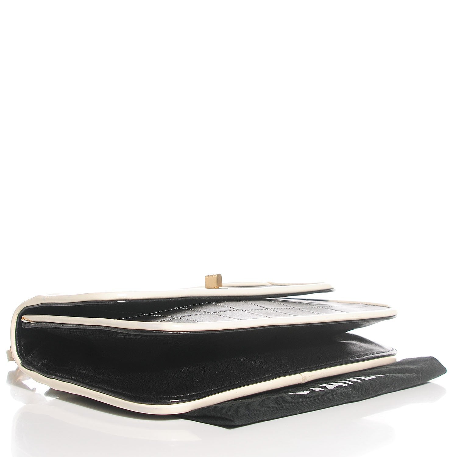 Chanel Lambskin Contrast Stitched Small Mademoiselle Flap Black White 4 of 8