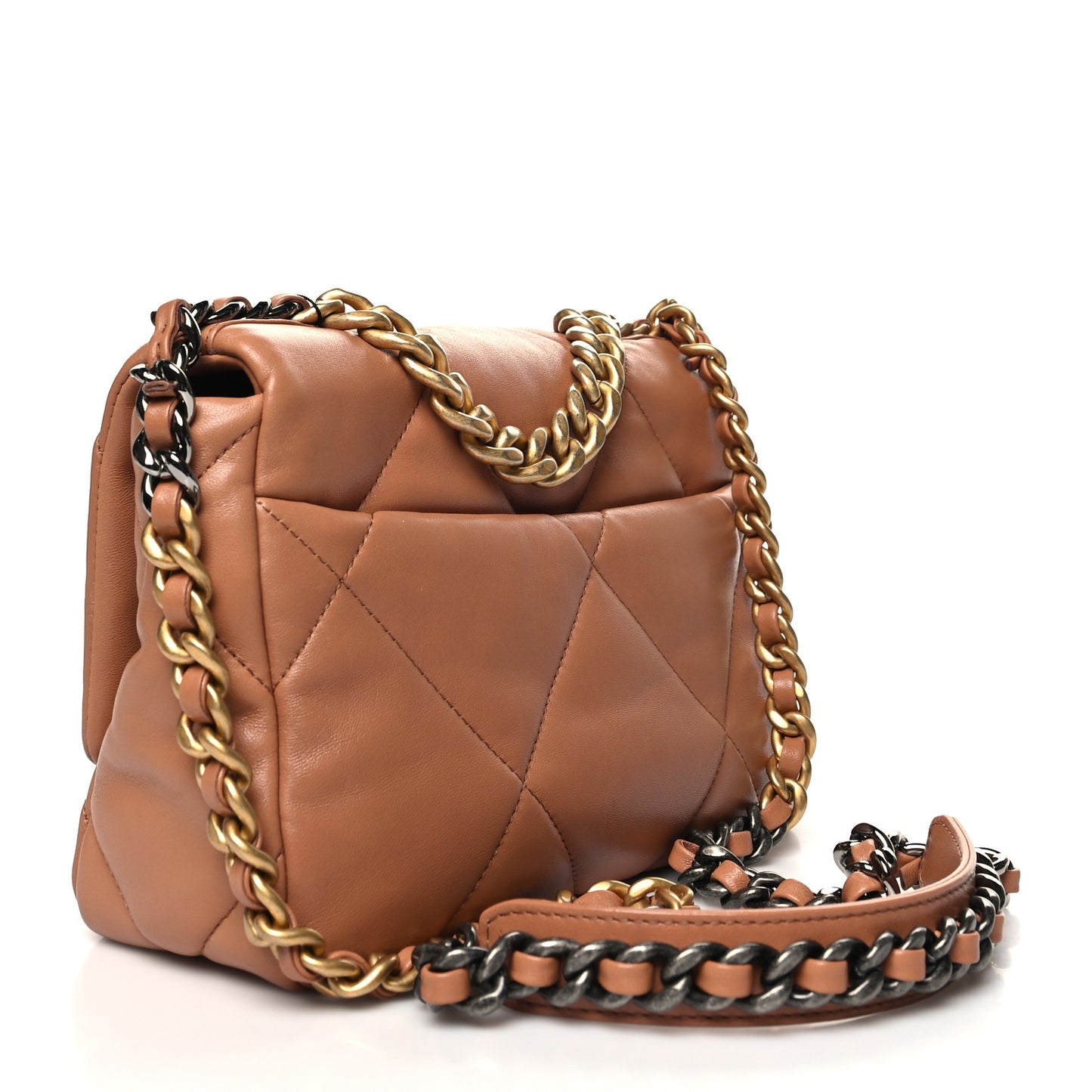 Lambskin Quilted Medium Chanel 19 Flap Brown