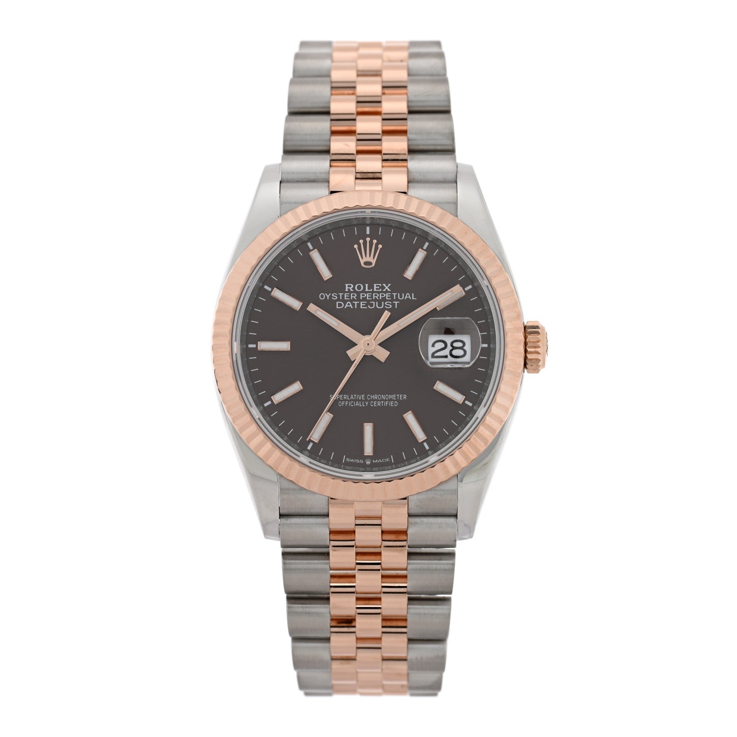 Rolex Stainless Steel 18K Everose Gold 36mm Oyster Perpetual Datejust Watch Chocolate 126231 1 of 5