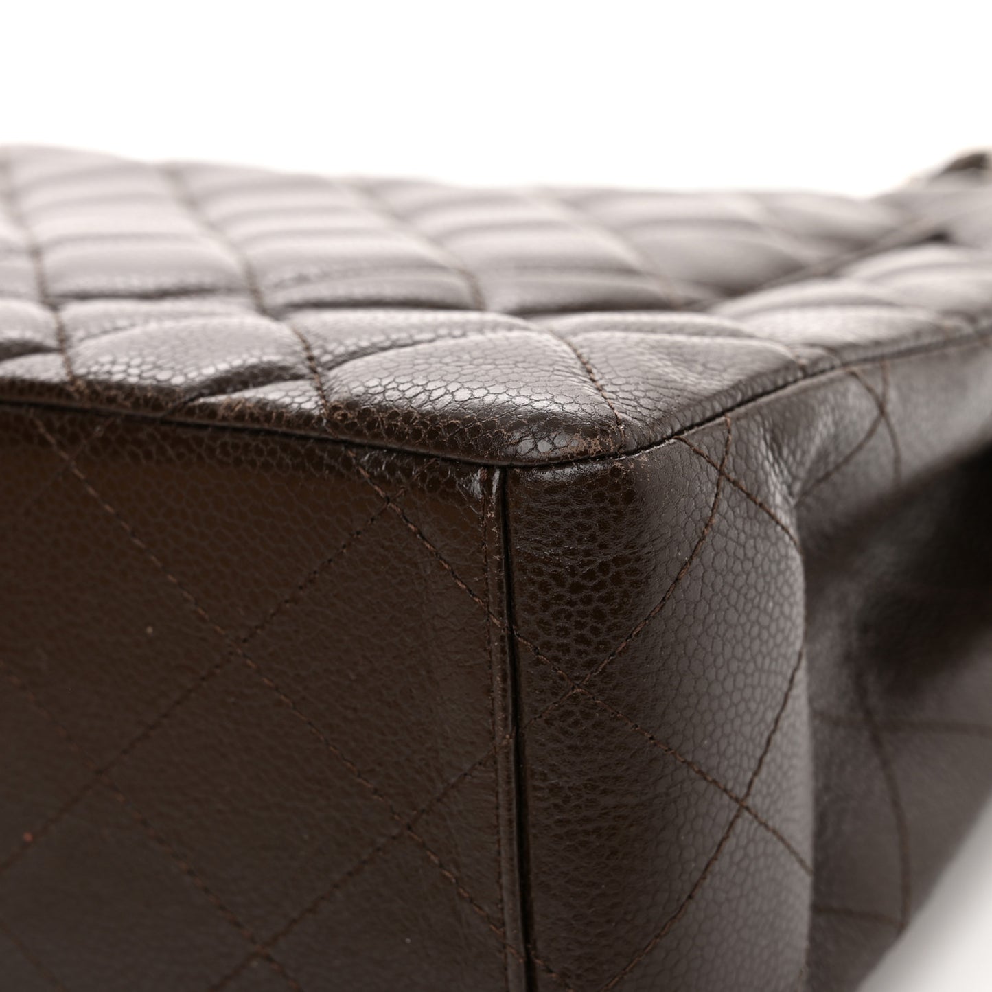 Caviar Quilted Maxi Single Flap Dark Brown