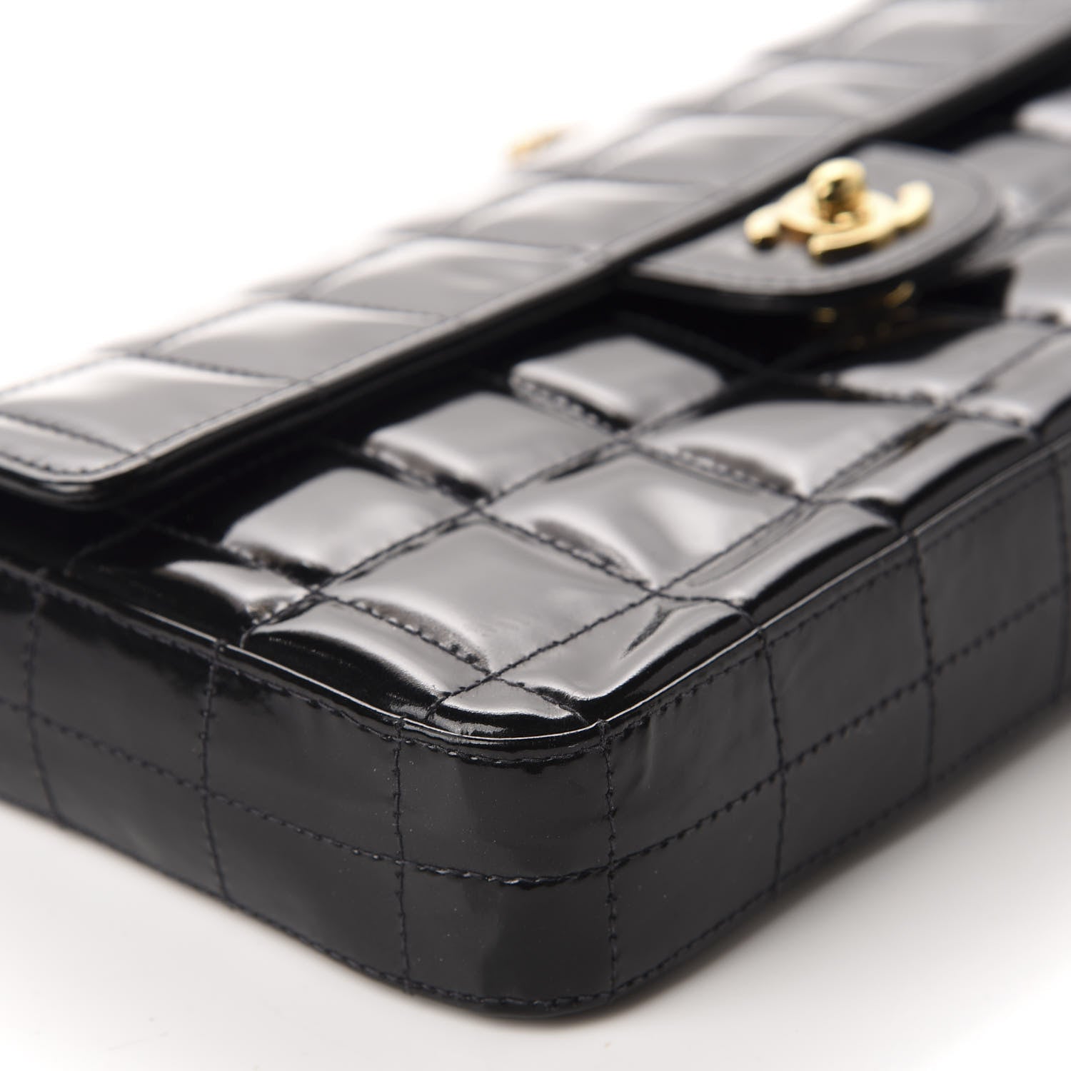 Chanel Patent Quilted East West Chocolate Bar Flap Black 6 of 13