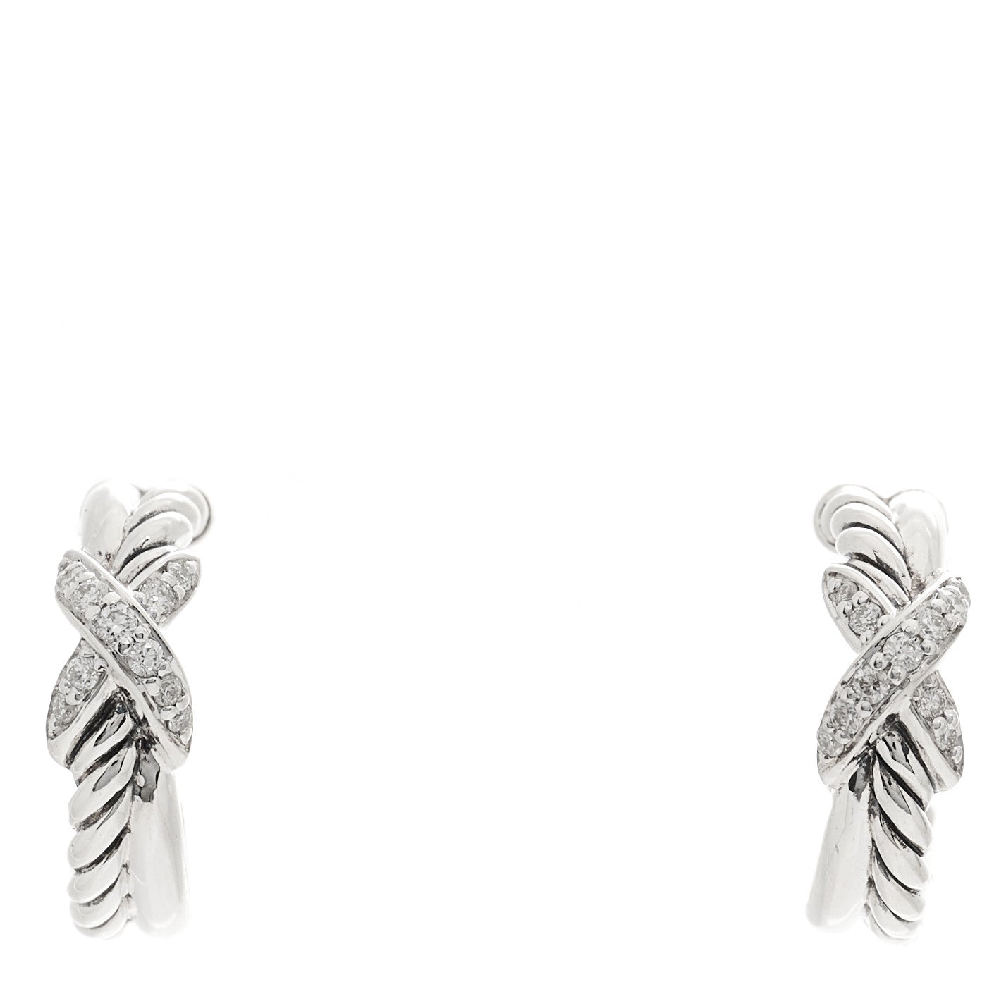 David Yurman Sterling Silver Diamond Petite Crossover X Earrings 1 of 4