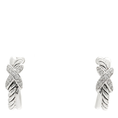 David Yurman Sterling Silver Diamond Petite Crossover X Earrings 1 of 4