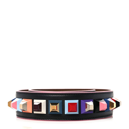 Fendi Vitello Dolce Plexiglass Bi-Color Studded Strap You Black Brownie Multicolor 2 of 5