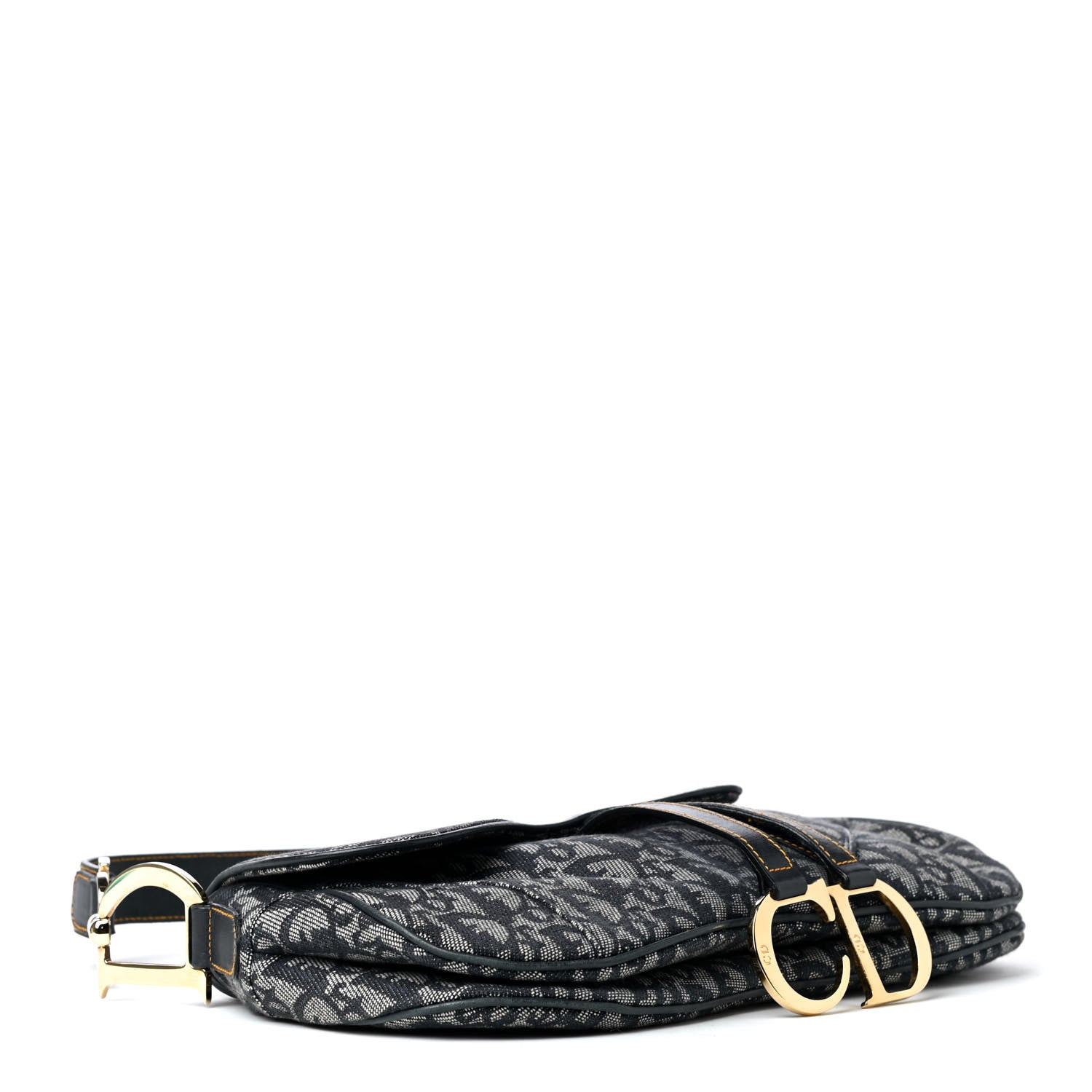 Christian Dior Monogram Double Saddle Bag Navy Blue 3 of 4