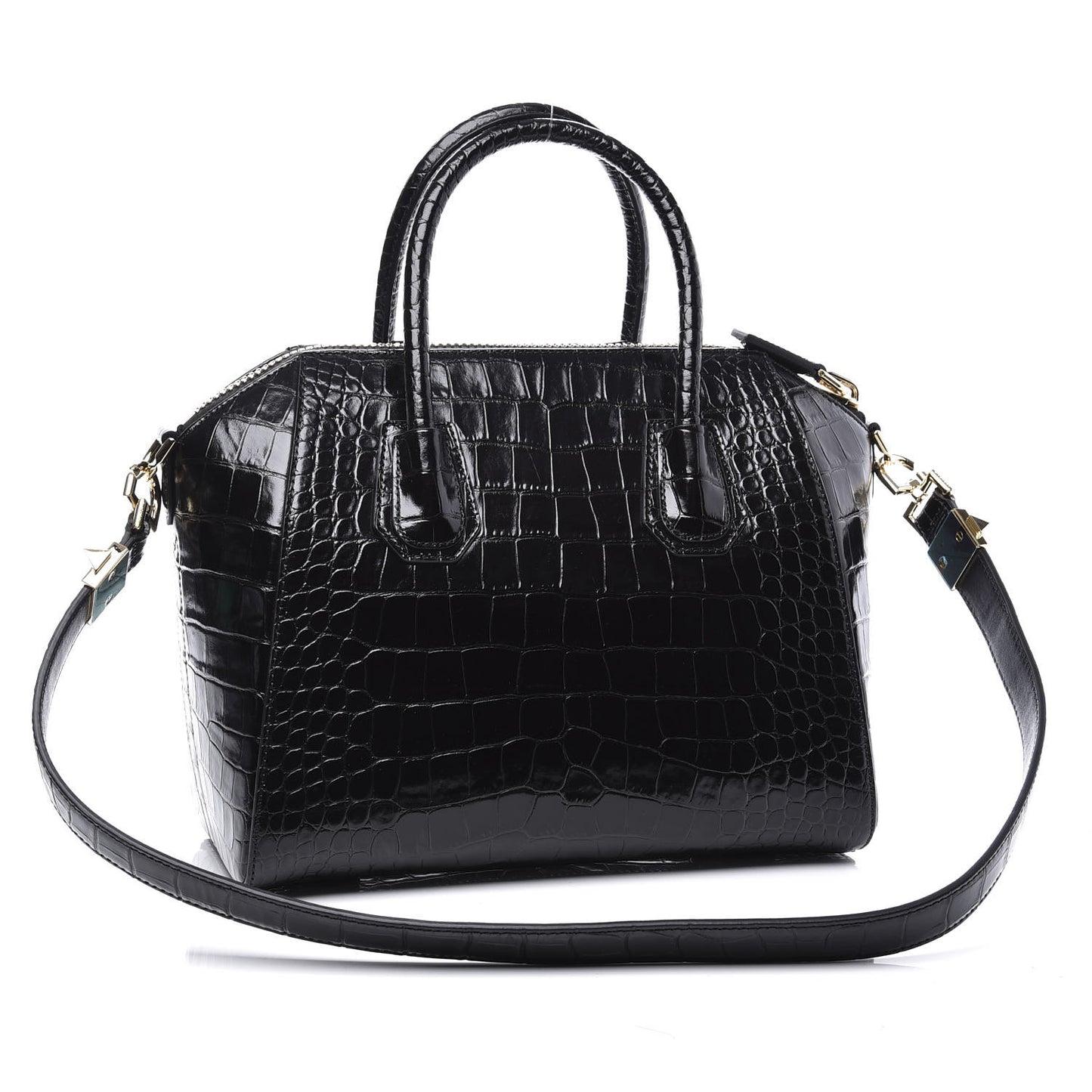 Calfskin Crocodile Embossed Small Antigona Black