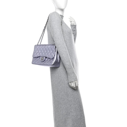 Chanel Metallic Lambskin Quilted Jumbo Double Flap Light Purple 2 of 15